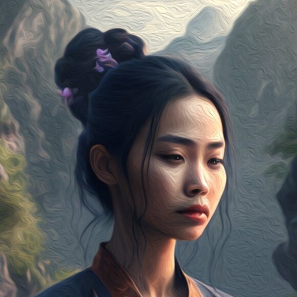 8x10 Woman Meditating Gorgeous‎ Landscape Fantasy Art Oil Painting Print - Picture 3 of 7